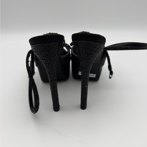 Steve Madden Black Crystal Platform Ankle-Strap Sandals 7 - Picture 6 of 8